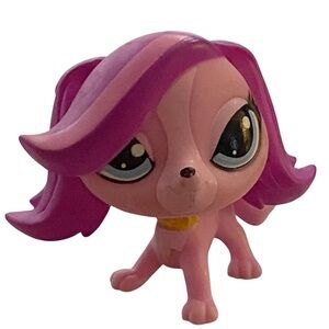 LPS #1543 Pink Spaniel G2 Pink Sweep-Hair Yellow Collar Blue Eyes Littlest Pet